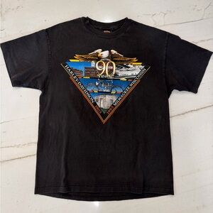 Vintage Harley Davidson Motorcycles 90 Years Mens Shirt 1992 Dry Rot Black